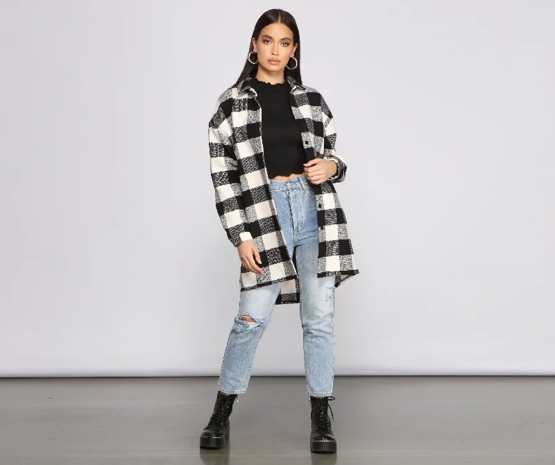 Great Bargain Bet On It Oversized Plaid Shacket