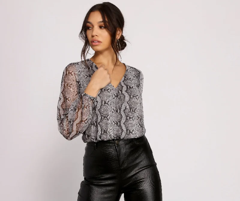 Weekend Deals to Make You Happy Viper Vixen Snake Print Mesh Top