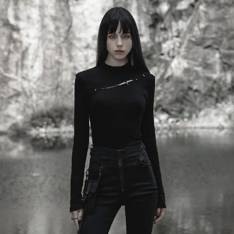Price Slash Women's Punk Slim Fitted Cutout Shirt