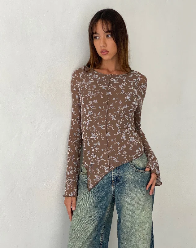 Unbeatable Prices Zest Mesh Long Sleeve Top in Botanist Flock Dark Taupe