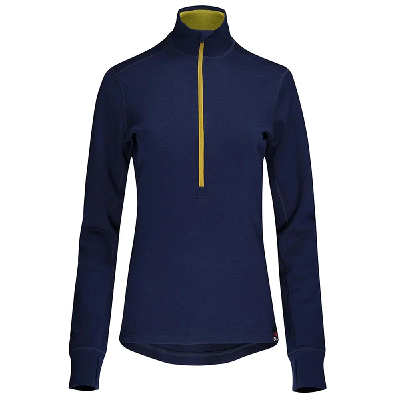 Super Bargain Womens Merino 320 Long Sleeve Half Zip (Navy/Lime)