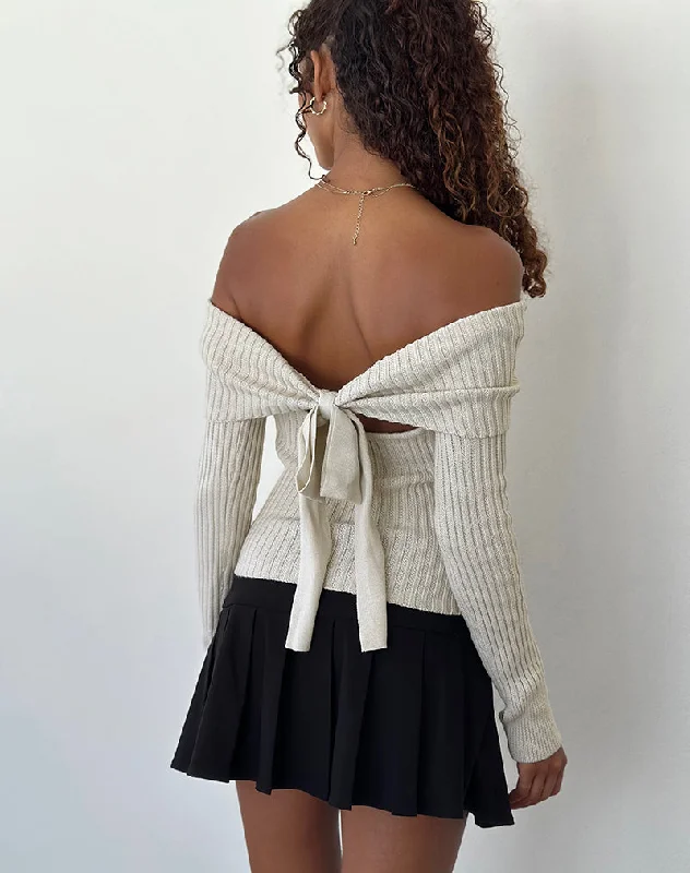 Crazy Deal Saskia Bardot Bow Back Top in Ivory
