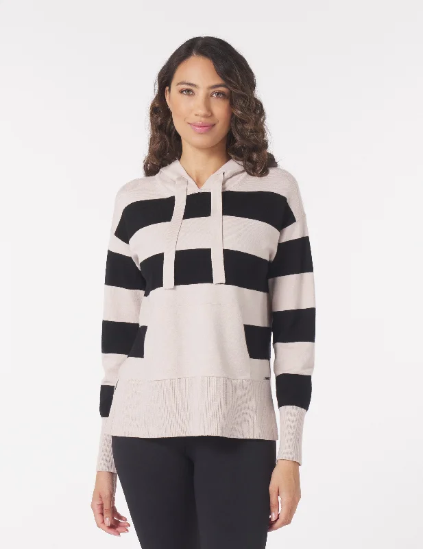 Weekend Specials You Can't Miss Elite Hoodie: Oatmilk/Black Rugby Stripe