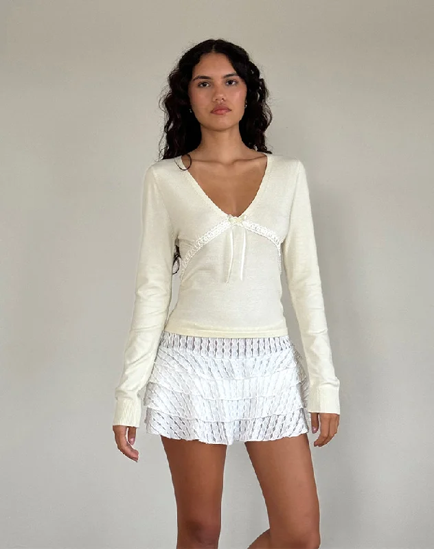 Weekend Savings Bonanza Tirzah Brushed Knit Top in Cream
