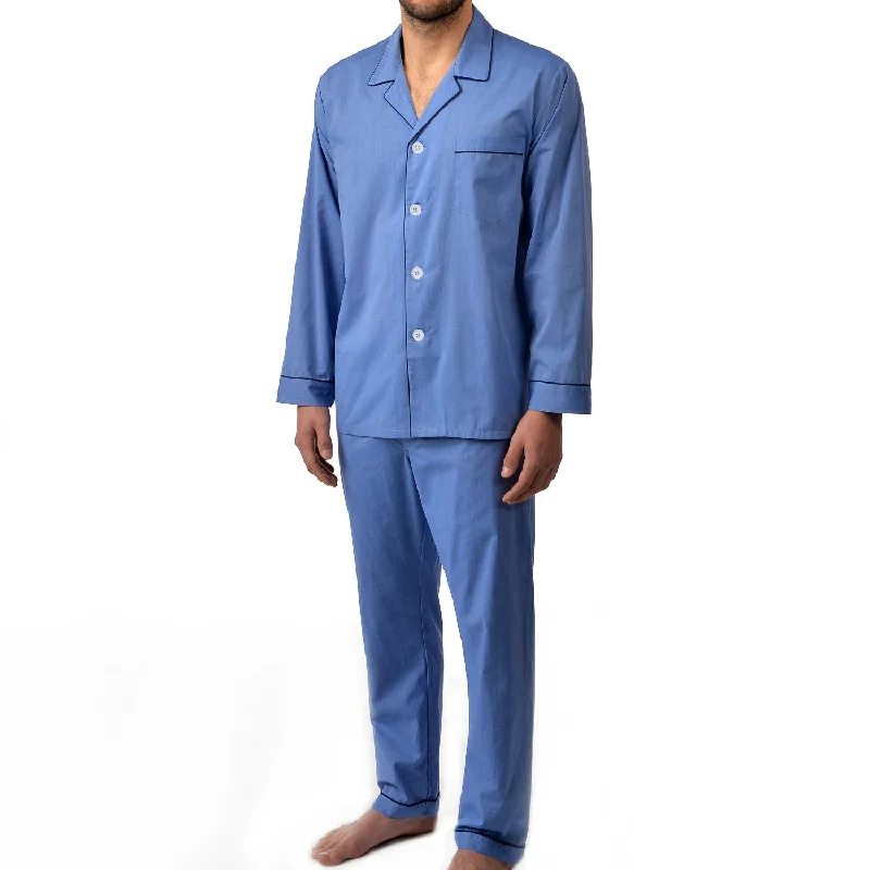 Cotton Long Sleeve Pajama In Blue