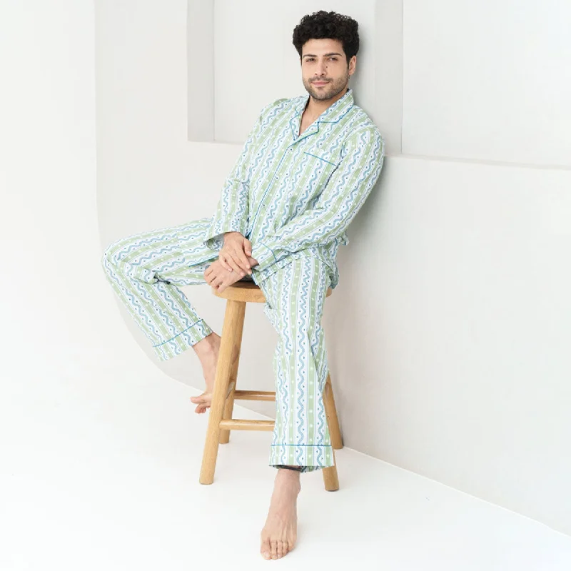 Fieldscape Cotton Notched Collar Pyjama Set - Men