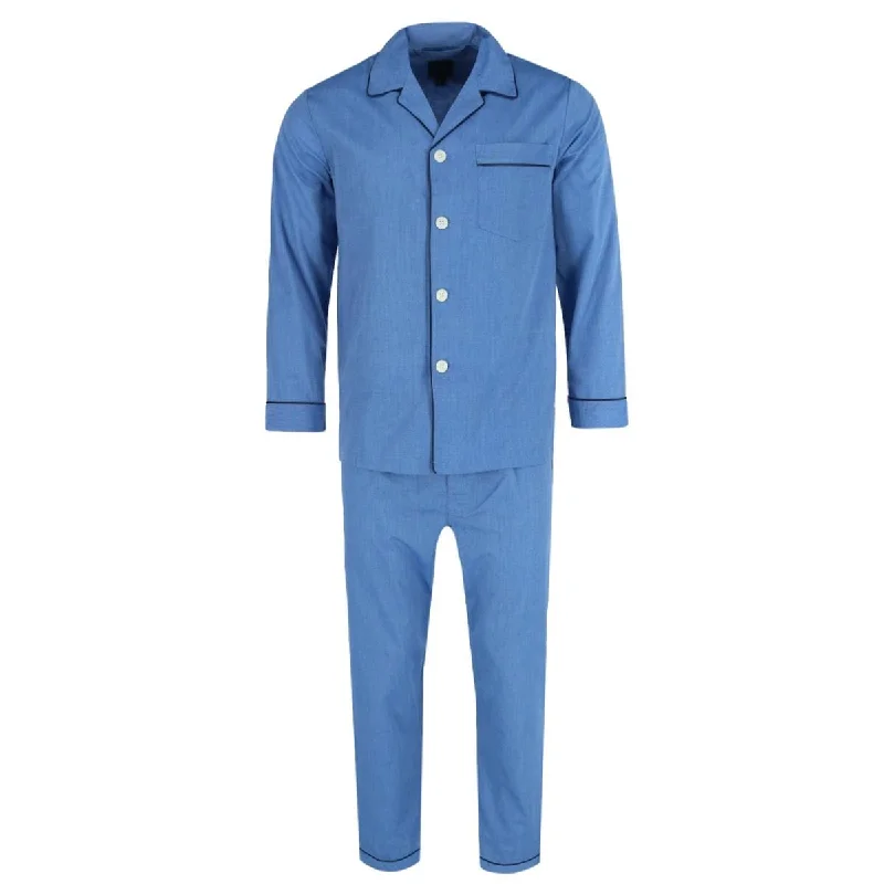 Majestic International Men's Notch Collar Long Sleeve Pants Pajama Set