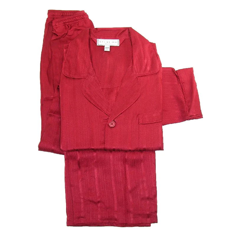 Majestic International Men's Silk Herringbone Stripe Pajama Set