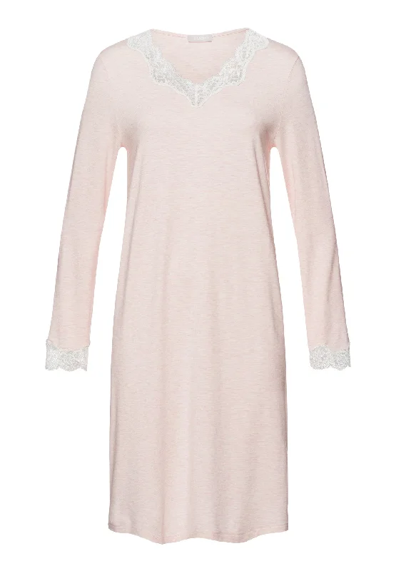 Natural Elegance Lace Trim V-Neck Cotton Nightgown | Rose Melange 74832-2899