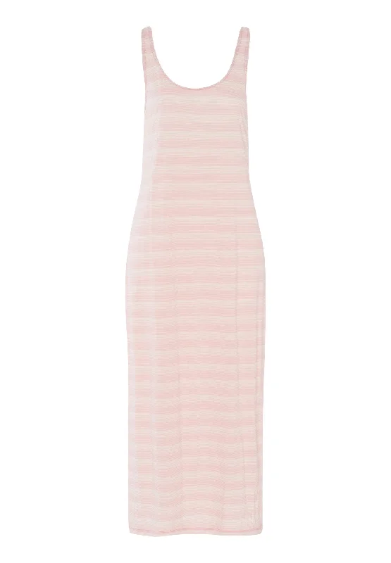 Laura Cotton Blend Tank Nightgown | Coral Stripes 77655-2881