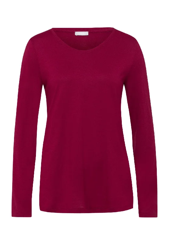 Sleep And Lounge Relaxed Round Neck Top | Burgundy 77844-2459