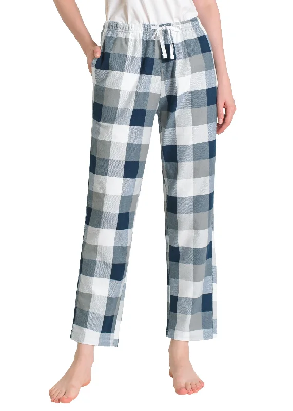 Women's Plaid Flannel Pajama Pants Cotton Pj Bottoms with Pockets