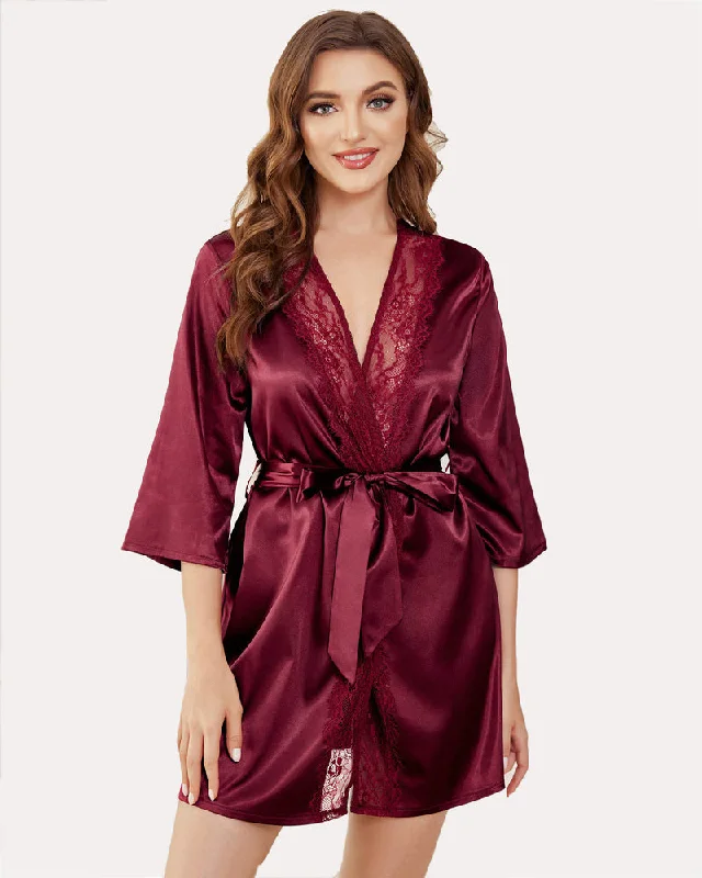 Kimono Robe Satin Pure Short Silky Robes