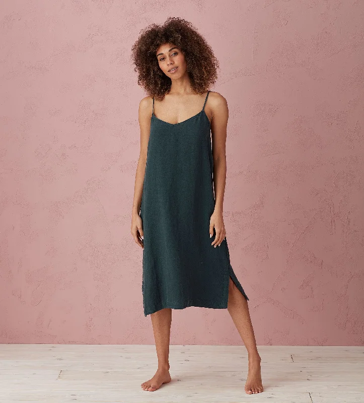 Darkest Spruce Alice 100% Linen Cami Nightie