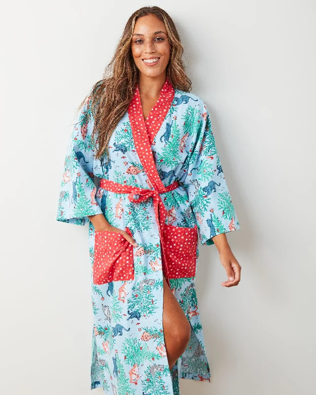 Frisky Firs - Flannel Robe - Twinkling Blue