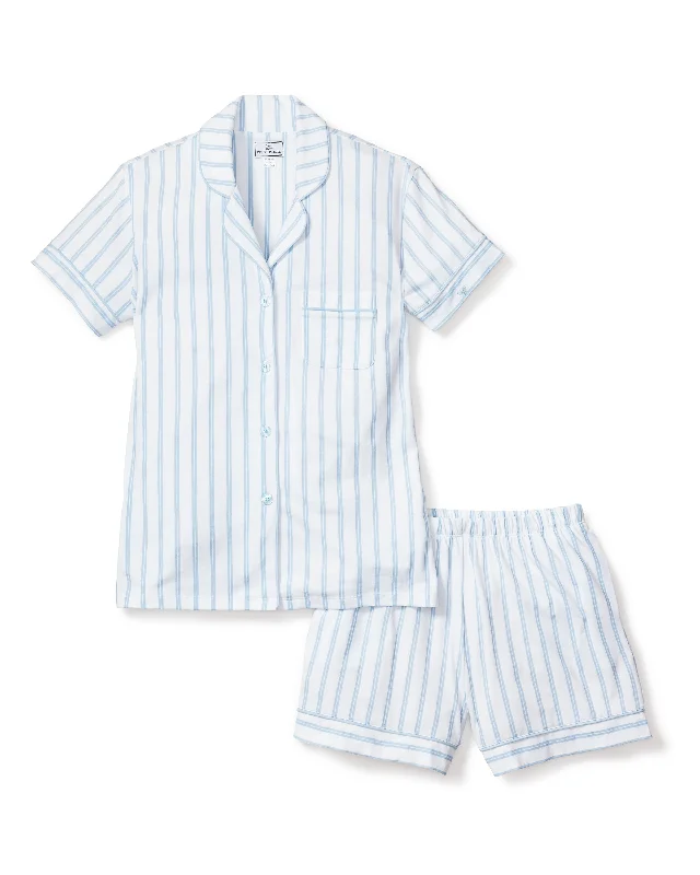 Women's Pima Pajama Short Set in Periwinkle Stripe