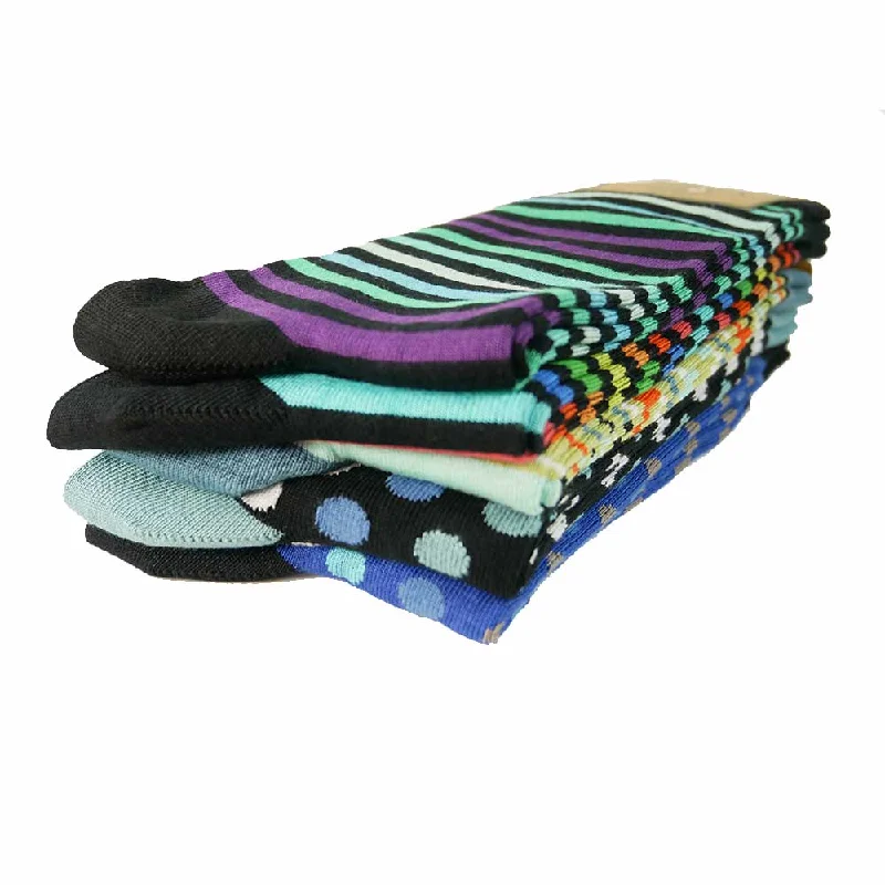 5 pairs of men's striped and spotty Bamboo socks