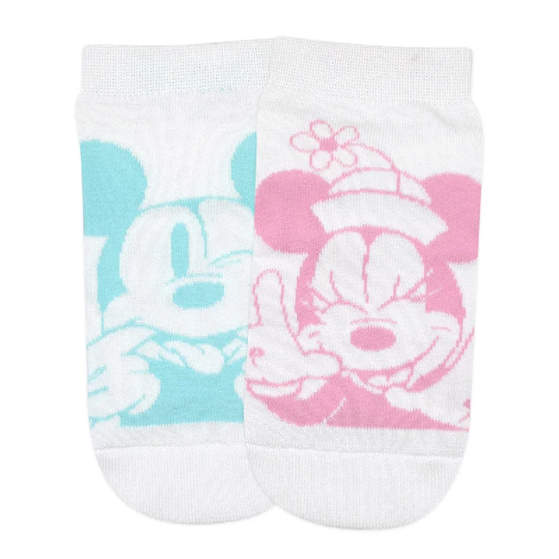 Balenzia x Disney Mickey & Minnie Lowcut Socks for Women (Pack of 2 Pairs/1U)(Free Size) White