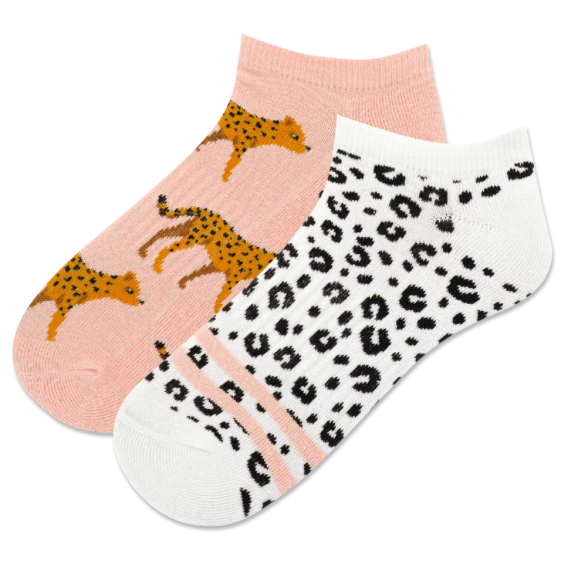 "Cheetah" Polyester Ankle Socks by Hot Sox - 2 Pack - Medium - SALE