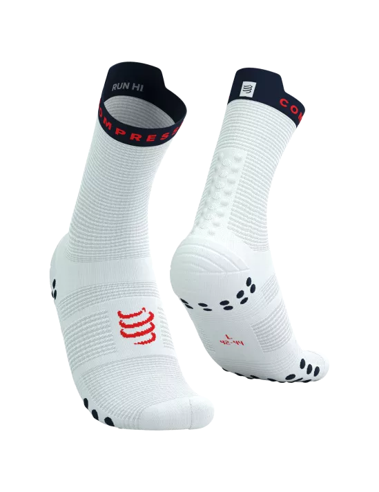 Compressport Unisex's Pro Racing Socks v4.0 Run High - White/Blues