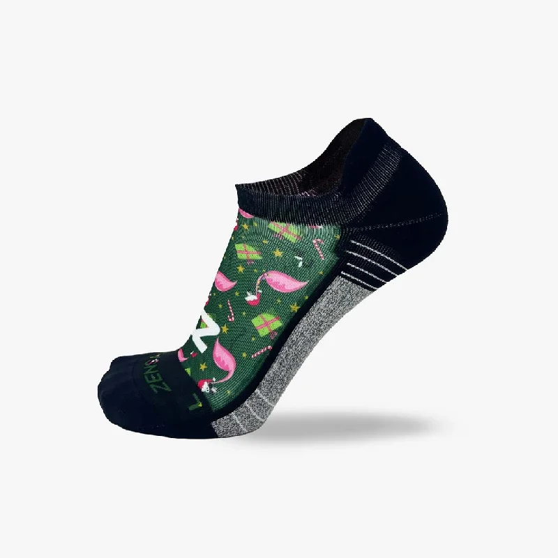 Flamingo Santas Running Socks (No Show)