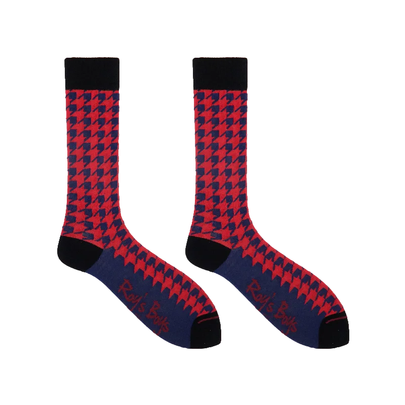 Houndstooth Red Premium Socks