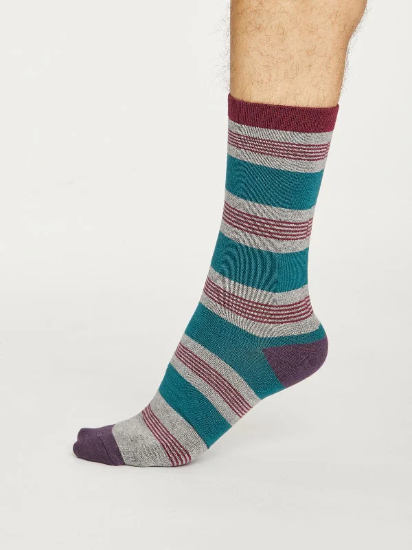 Jesper Stripe Socks - Mid Grey Marle