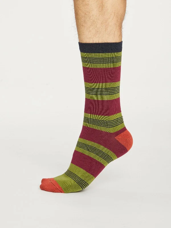 Jesper Stripe Socks - Olive