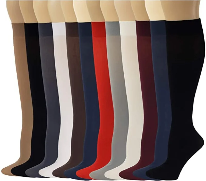 Knee-High Trouser Socks | Opaque Assorted | Different Touch Womens (12 Pairs)