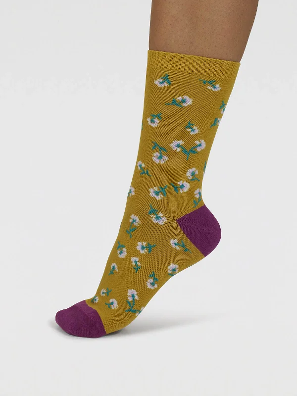 Mapel Floral Bamboo Socks - Lichen Green