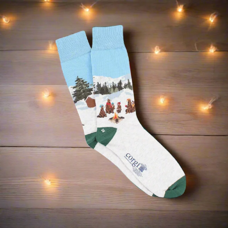 Men's Alpine Bear Scene Cotton Socks