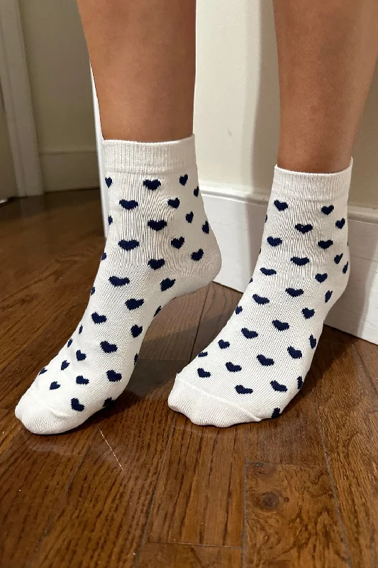 Navy Heart Socks