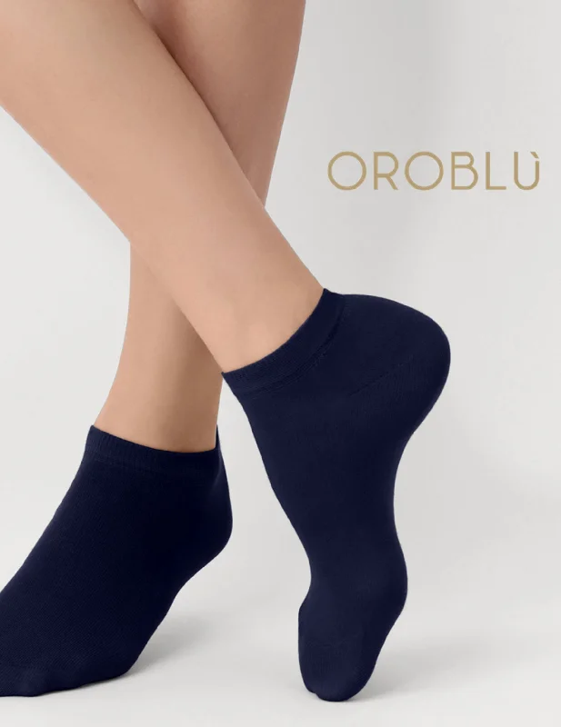 Oroblu Sale Bio Cotton Sneaker Socks Blue VOBC67425