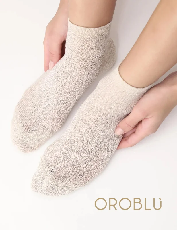 Oroblu Sale Glowing Ankle Socks Ecru VOBC67412