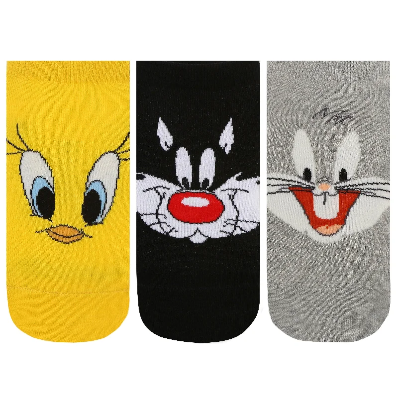 Women's Looney Tunes Cartoon Themed Low-Cut Socks | Multicolor | Pack of 3