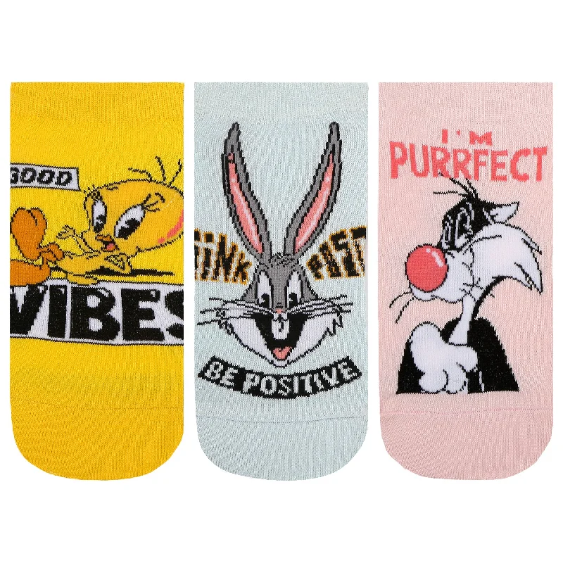 Women's Looney Tunes Cartoon Themed Low-Cut Socks | Multicolor | Pack of 3